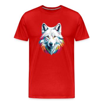 White wolf - Men's Premium Organic T-Shirt - red - Front - Damien (186cm)