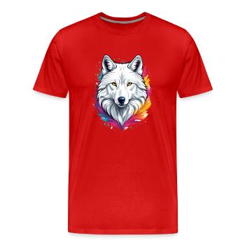 Loup arctique - T-shirt bio Premium Homme - rouge - Devant - Damien (186cm)