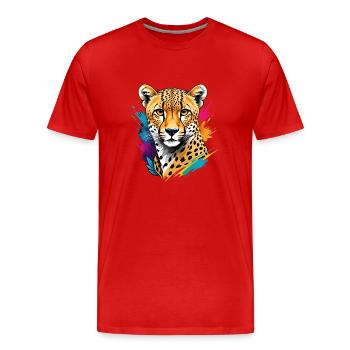 Cheetah - Men's Premium Organic T-Shirt - red - Front - Damien (186cm)