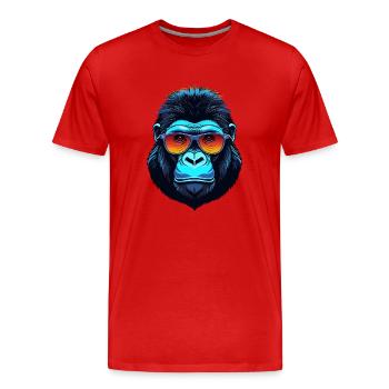 Gorilla-Gesicht - Männer Premium Bio T-Shirt - Rot - Vorne - Damien (186cm)