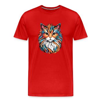 Chat coloré - T-shirt bio Premium Homme - rouge - Devant - Damien (186cm)