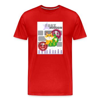 Fake mission. Bank robbery. - Men's Premium Organic T-Shirt - red - Front - Damien (186cm)