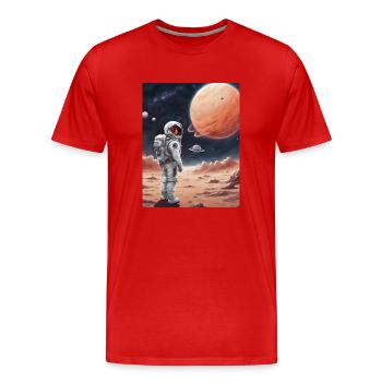 Weltraum Astronaut - Männer Premium Bio T-Shirt - Rot - Vorne - Damien (186cm)