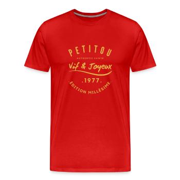 "Petitou 1977" - T-shirt bio Premium Homme - rouge - Devant - Damien (186cm)