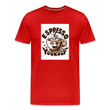 Espresso yourself - Männer Premium Bio T-Shirt - Rot - Vorne - Damien (186cm)