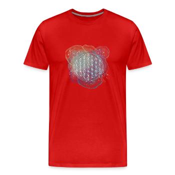 Lebensblume blauglitzernd - Männer Premium Bio T-Shirt - Rot - Vorne - Damien (186cm)