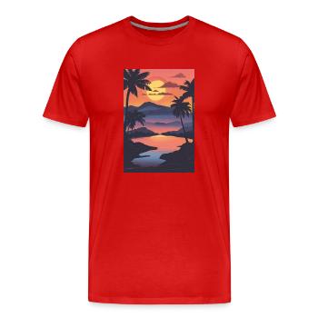 Sommer im Süden - Männer Premium Bio T-Shirt - Rot - Vorne - Damien (186cm)