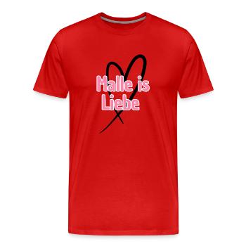 Malle ist Liebe Herz - Männer Premium Bio T-Shirt - Rot - Vorne - Damien (186cm)