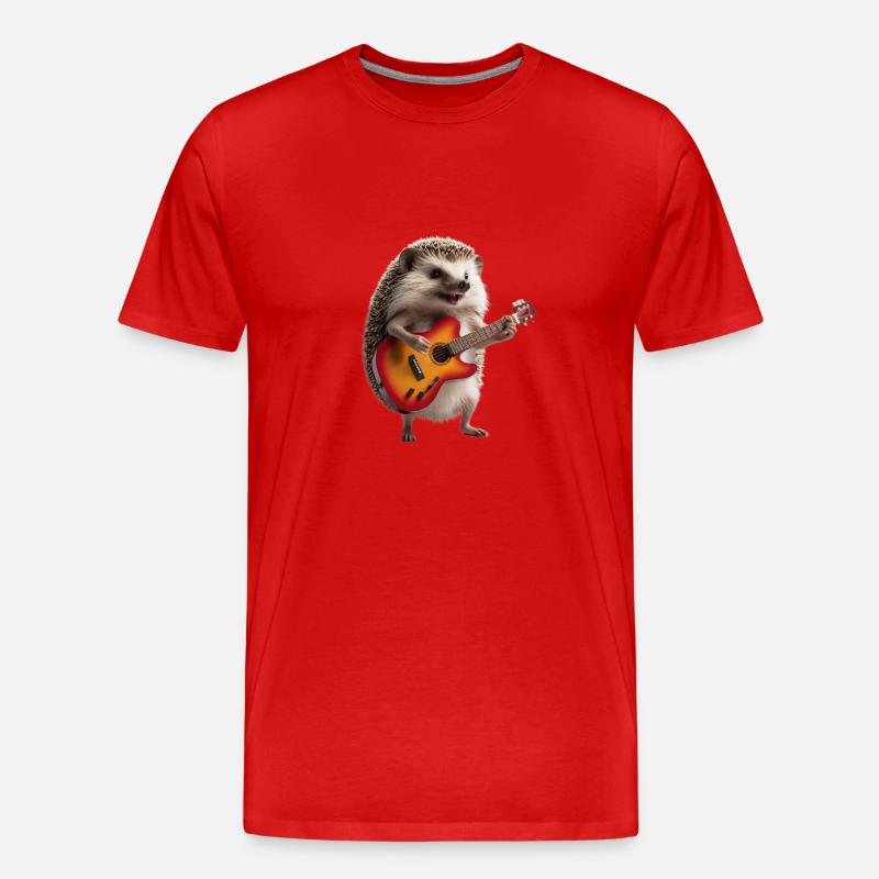 Igel-Gitarre - Männer Premium Bio T-Shirt - Rot