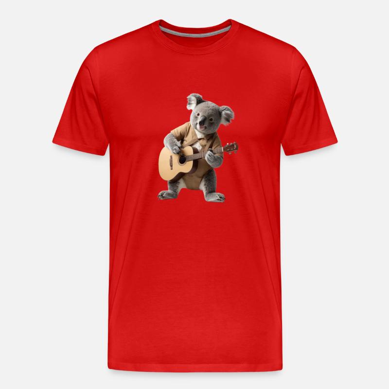 Koala Gitarre - Männer Premium Bio T-Shirt - Rot
