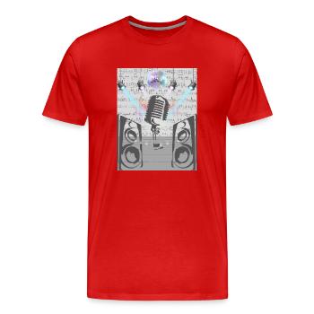 Liebe zur Musik Microfon - Männer Premium Bio T-Shirt - Rot - Vorne - Damien (186cm)