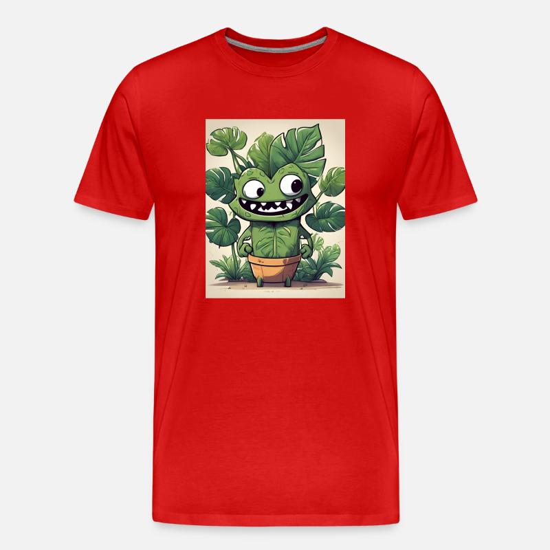 Monastera Blumentopf Buddy - Männer Premium Bio T-Shirt - Rot