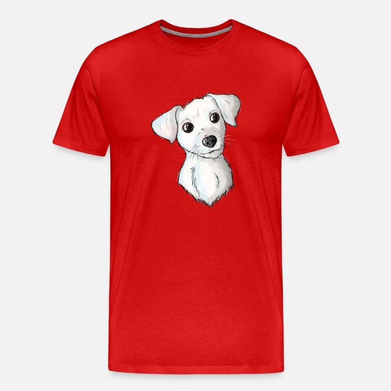 Jack Russell Pattern 2 - Männer Premium Bio T-Shirt - Rot