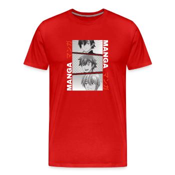 Japanese Otaku Manga, Manga Design,Manga - Men's Premium Organic T-Shirt - red - Front - Damien (186cm)