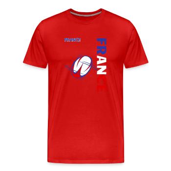 france rugby design,rugby france ,france - T-shirt bio Premium Homme - rouge - Devant - Damien (186cm)