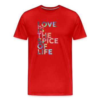 LOVE IS THE SPICE OF LIFE - Men's Premium Organic T-Shirt - red - Front - Damien (186cm)