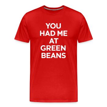 Grüne Bohnen - Männer Premium Bio T-Shirt - Rot - Vorne - Damien (186cm)