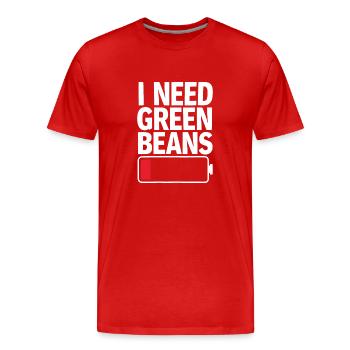 Grüne Bohnen - Männer Premium Bio T-Shirt - Rot - Vorne - Damien (186cm)