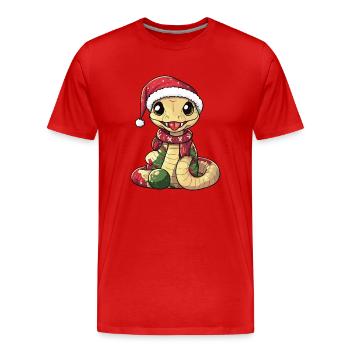 Snake Cobra Christmas - Men's Premium Organic T-Shirt - red - Front - Damien (186cm)