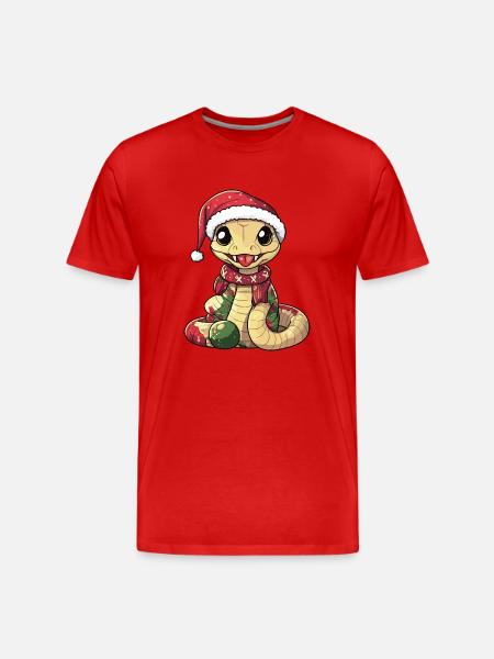 Snake Cobra Christmas - Men's Premium Organic T-Shirt - red