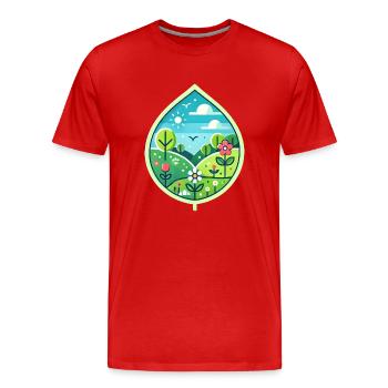 Blatt Frühling - Männer Premium Bio T-Shirt - Rot - Vorne - Damien (186cm)
