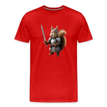 écureuil chevalier épée 3 - T-shirt bio Premium Homme - rouge - Devant - Damien (186cm)