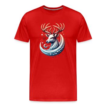 Hiver des rennes - T-shirt bio Premium Homme - rouge - Devant - Damien (186cm)