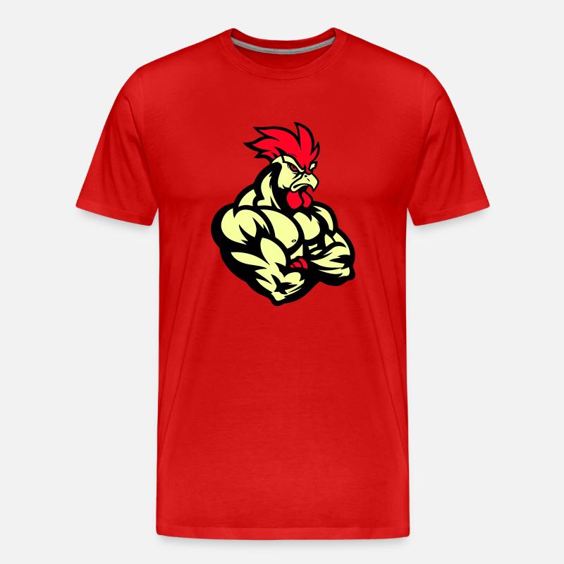 hahn comic - Männer Premium Bio T-Shirt - Rot