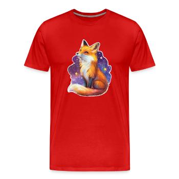 Renard et ciel étoilé - T-shirt bio Premium Homme - rouge - Devant - Damien (186cm)