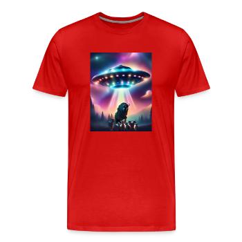 the flying saucer - Men's Premium Organic T-Shirt - red - Front - Damien (186cm)