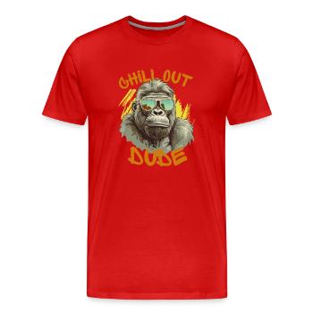 Chill Out Dude - Men's Premium Organic T-Shirt - red - Front - Damien (186cm)
