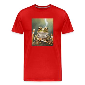 Smoking Frog - Men's Premium Organic T-Shirt - red - Front - Damien (186cm)