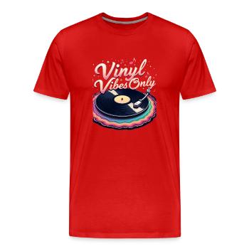 Nur Vinyl Vibes - Männer Premium Bio T-Shirt - Rot - Vorne - Damien (186cm)