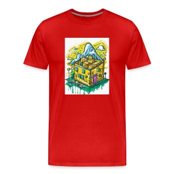 Es rappelt im Karton - Männer Premium Bio T-Shirt - Rot - Vorne - Damien (186cm)