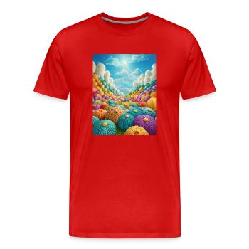 Tricoter sur Heavens Door - T-shirt bio Premium Homme - rouge - Devant - Damien (186cm)