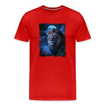 Lion majestueux au clair de lune - T-shirt bio Premium Homme - rouge - Devant - Damien (186cm)