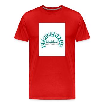 Alles eine Frage der Perspektive - Männer Premium Bio T-Shirt - Rot - Vorne - Damien (186cm)