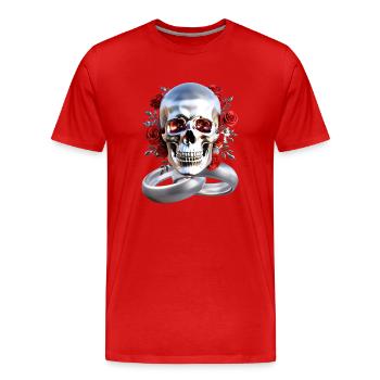 Crâne avec anneaux - T-shirt bio Premium Homme - rouge - Devant - Damien (186cm)