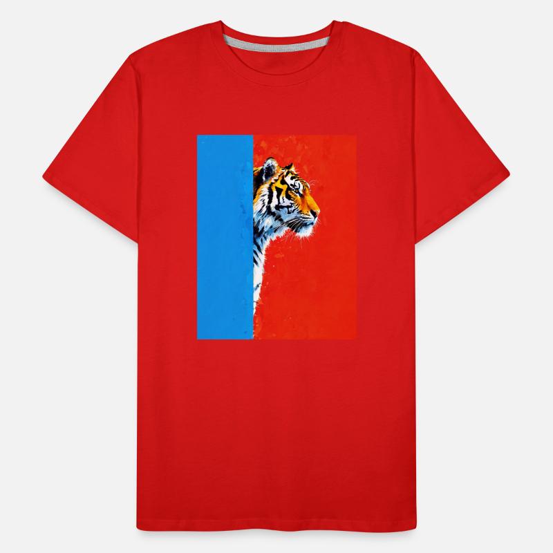 Tiger auf buntem Hintergrund Männer Premium Bio T-Shirt