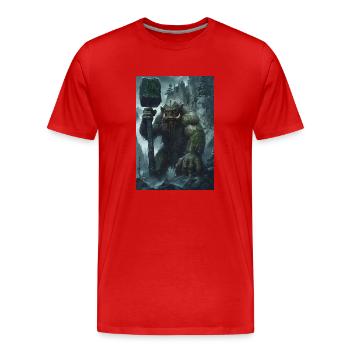 Riese Fabelwesen Mythologie Geschenk - Männer Premium Bio T-Shirt - Rot - Vorne - Damien (186cm)