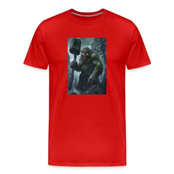 Riese Giant Norwegen Geschenk - Männer Premium Bio T-Shirt - Rot - Vorne - Damien (186cm)
