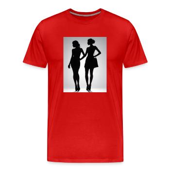 Silhouettes de deux personnes en robes - T-shirt bio Premium Homme - rouge - Devant - Damien (186cm)
