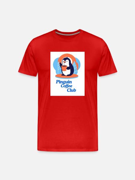 Penguin Coffee Club - Men's Premium Organic T-Shirt - red