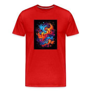 Tourbillon abstrait de couleurs - T-shirt bio Premium Homme - rouge - Devant - Damien (186cm)