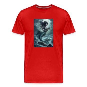 Meerjungfrau Mythologie Mythos Geschenk - Männer Premium Bio T-Shirt - Rot - Vorne - Damien (186cm)