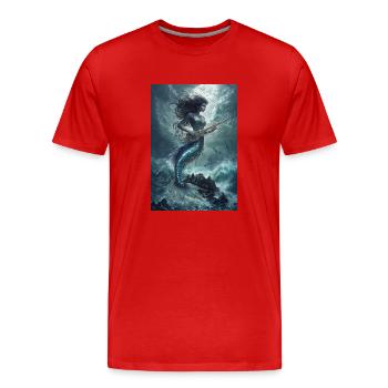 Meerjungfrau Legende Mythos Geschenk - Männer Premium Bio T-Shirt - Rot - Vorne - Damien (186cm)