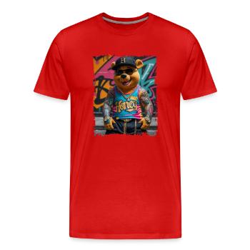 hip hop Ours rappeur - T-shirt bio Premium Homme - rouge - Devant - Damien (186cm)