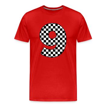 Numéro 9 à carreaux - T-shirt bio Premium Homme - rouge - Devant - Damien (186cm)