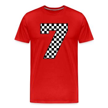 Nummer 7 kariert - Männer Premium Bio T-Shirt - Rot - Vorne - Damien (186cm)