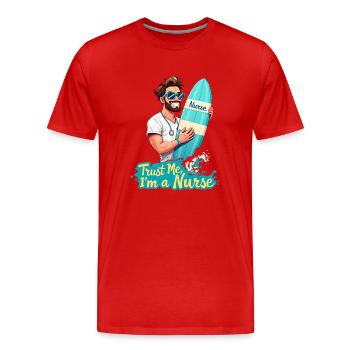 Male Nurse Hero - Men's Premium Organic T-Shirt - red - Front - Damien (186cm)